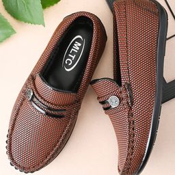 MLTC Self Design Textured Slip On Loafers - Tan-image-78