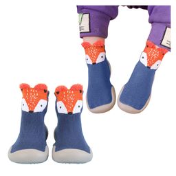 Bembika Fox Face Designed Applique Detailed Socks Shoes - Blue-picture-3