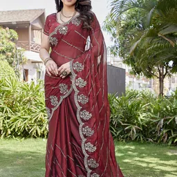 Nirmohi Fashion Women Ethnic Motifs Embellished Pure Silk Designer Saree-image-4