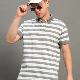 GET GOLF Men Striped Polo Collar Cotton T-shirt-image-86