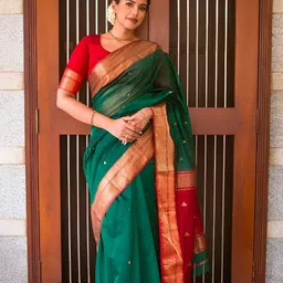 SWEETPEL Geometric Woven Design Zari Banarasi Saree-picture-21