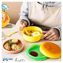 FunBlast Burger Shape Lunch Box with Spoon and ForkPack of 1 Multicolor image 5