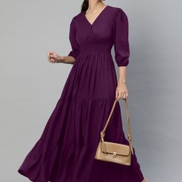 Femvy Tiered V-Neck Fit & Flare Maxi Dress-picture-8