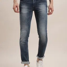 Turtle Men Narrow Tapered Fit Mid-Rise Heavy Fade Stretchable Jeans-image-99