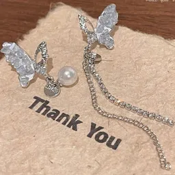 AKISON JEWELS Women Silver-Plated Butterfly Shaped Drop Earrings-image-85