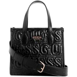 Guess Black Textured Handbag with Pouch-image-36
