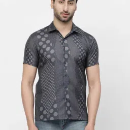 Lela Slate Blue Regular Fit Printed Shirt-image-75
