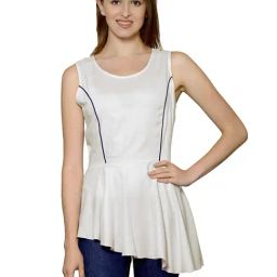 PATRORNA Off White Regular Fit Peplum Top-image-98