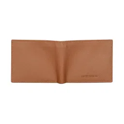 The Vertical Tan Textured Leather Bi-Fold Wallet for Men image 5