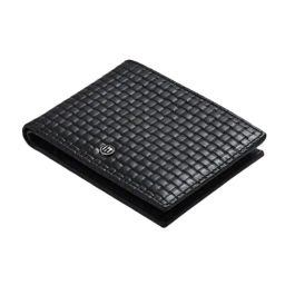 Halden Black Woven Small Leather Bi-Fold Wallet for Men-30