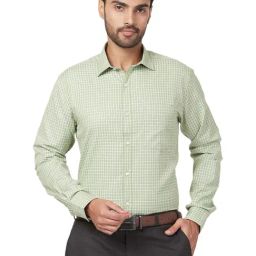 Park Avenue Green Slim Fit Checks Shirt-image-27