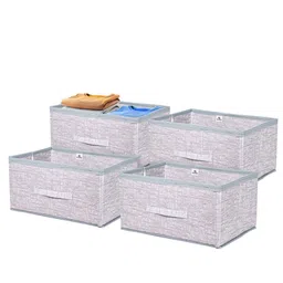 Kuber Industries Grey & White 4 Pieces Printed Non Woven Drawer Storage Organizer-4