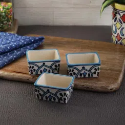 VarEesha The Royal Crown Blue Ceramic Dip Bowls (50 ml) - Set of 3-41