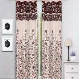 Romee Multicolor Polyester 7 ft Door Curtains - Set of 2-image-58