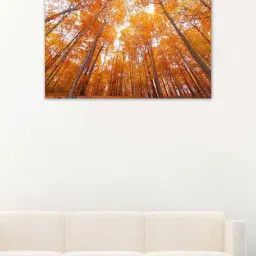 999store Orange & Brown Bright Colored Tall Autumn Trees Canvas Painting-image-12
