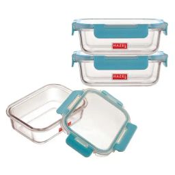 HAZEL Transparent Glass Rectangle Airtight Container - Set of 3-image-20