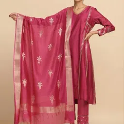Folksong By W Pink Cotton Woven Pattern Dupatta-picture-28