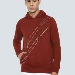 Louis Philippe Brown Cotton Regular Fit Logo Printed Hooded Sweatshirt-picture-24