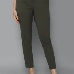 Allen Solly Green Flat Front Trousers-image-11