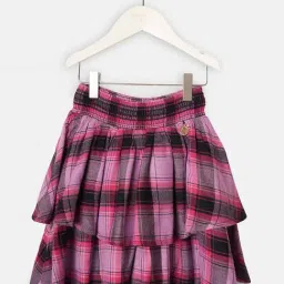 Angel & Rocket Kids Pink & Black Printed Skirt-image-50