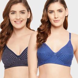 Clovia Blue Wirefree Non Padded T-Shirt Bra (Pack Of 2)-image-5