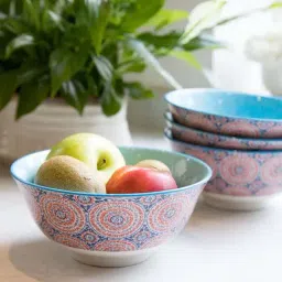 KitchenCraft Blue & Red Stoneware Fruit Bowl-42