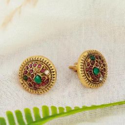 Fabindia Women Golden Silver Stud Earrings-image-83