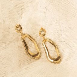 Jewelz Gold-Plated Artificial Stones Studded Contemporary Shaped Drop Earrings-17