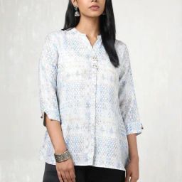 Soch White Linen Printed Tunic-31
