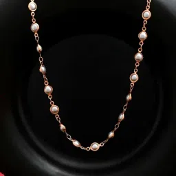 VOJ Gold Plated & White Pearls Chain for Women-image-59