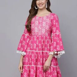 Stylum Pink Floral Print A-Line Dress-image-40