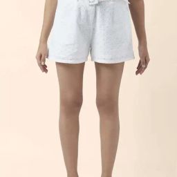 People by Pantaloons White Cotton High Rise Shorts-image-73
