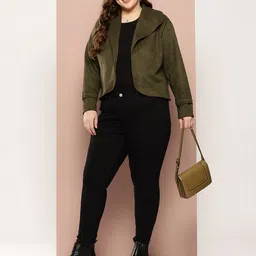 Sztori Plus-Size Crop Open Front Jacket image 5