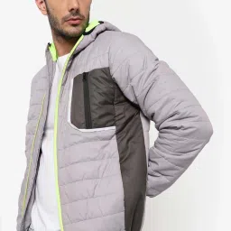 Campus Sutra Grey Cotton Regular Fit Colour Block Jacket image 3