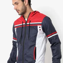 Campus Sutra Navy & Red Regular Fit Colour Block Jacket image 1