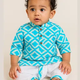 mustmomBoys Blue Kurta Sets-image-36