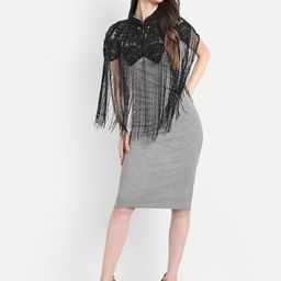 HAUTEMODA Self Design Beaded Embellished Cape Poncho Shrug-image-41