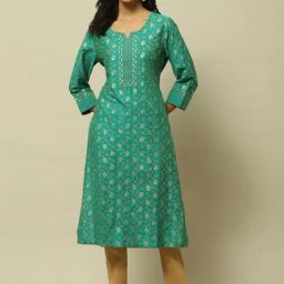Rangriti Green Printed Straight Kurta-image-61