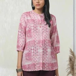 Soch Pink Linen Regular Fit Printed Tunic-picture-0