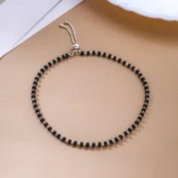 Kicky & Perky 925 Sterling Silver Silver Black Onyx Bead Anklet for Women-image-85