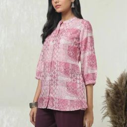 Soch Pink Linen Regular Fit Printed Tunic image 3
