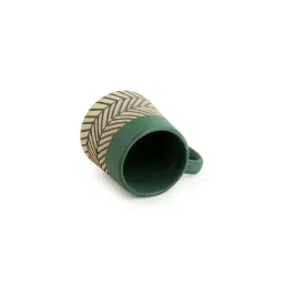 ExclusiveLane Tawny Brown & Sea Weed Green Ceramic Coffee Mugs - Set of 6 (280ml) image 2