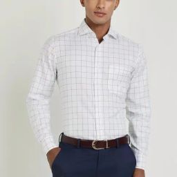 Allen Solly White Cotton Regular Fit Checks Shirt-image-27