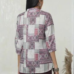 Soch Multicoloured Linen Regular Fit Printed Tunic image 2