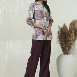 Soch Multicoloured Linen Regular Fit Printed Tunic image 4