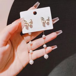 SZN Gold Plated Artificial Stones And Beads Contemporary Shape Drop Earrings-38