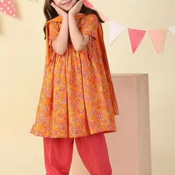Fabindia Girls Floral Printed Regular Pure Cotton Kurta with Salwar & Dupatta-picture-10
