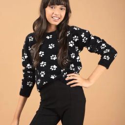 Crimsoune Club Black Blended Regular Fit Self Design Sweater-picture-43