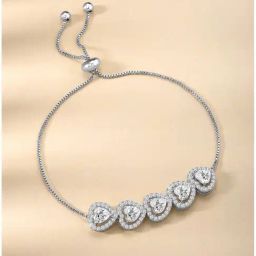 Peora Silver CZ Studded Adjustable Fancy Bracelets-image-45