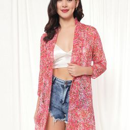 TANDUL Women Floral Printed Longline Open Front Shrug-32